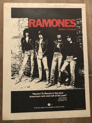 Ramones Rocket To Russia Promo Print Ad 1977