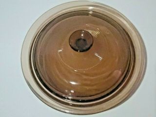 Visions Corning Ware V - 32 - B Amber Ribbed Covered Casserole With Pyrex Lid 1.  5 Qt