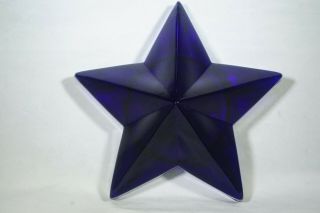 Vintage Cobalt Blue Glass Star Of Texas Centennial Paperweight Marked 1936
