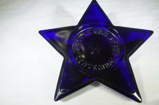 Vintage Cobalt Blue Glass Star of Texas Centennial Paperweight Marked 1936 3