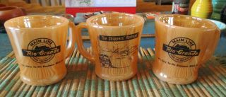 Set Of 3 Rio Grande Railroad Fire - King Peach Coffee Mugs