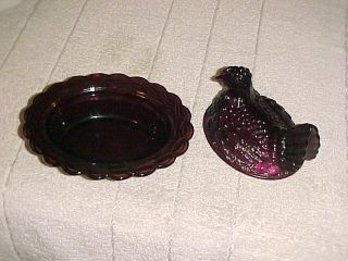 Amethyst Purple Glass Hen on Nest Covered Bowl Fenton ? Mosser? 2