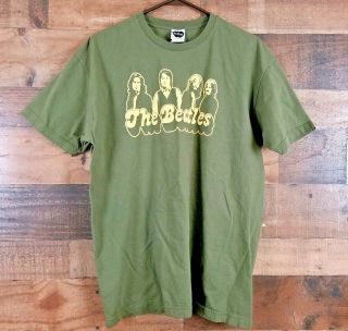 The Beatles Adult Xl Green T - Shirt Band Members Embossed Graphic Mens Womens