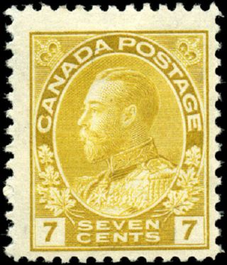 Canada 113 F - Vf Og Hr 1916 King George V 7c Yellow Ochre Admiral