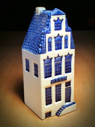 Dsm Royal Delft Hand Painted Cobalt Blue Porcelain House Piggy Bank Holland