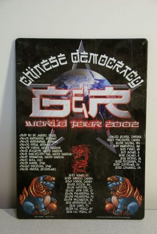 Guns & Roses Chinese Democracy 2002 World Tour Tin Sign 8 1/4 " X 11 1/2 "