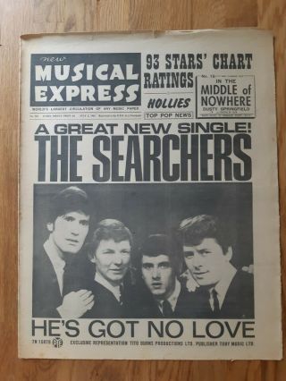 Nme Music Newspaper Dated July 2nd 1965 The Searchers He 