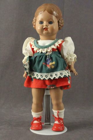 German Nos Schildkrot Puppen Barbel 13 " Plastic Doll With Brown Hair