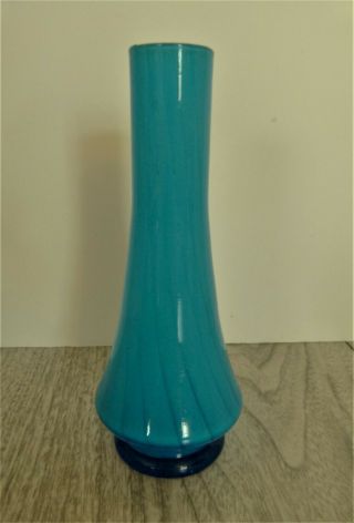 Art Glass Vase Hand Blown Swirl Turquoise Teal Blue 7 "