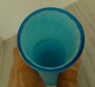 Art Glass Vase Hand Blown swirl Turquoise Teal blue 7 