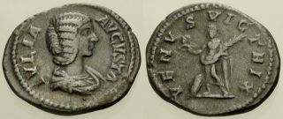 015.  Roman Silver Coin.  Julia Domna.  Ar Denarius.  Rome.  Venus.  Vf