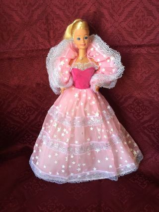 1985 Dream Glow Barbie By Mattel 2248 With Complete Jewelry No Shoes & Parasol