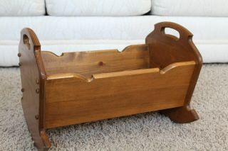 Doll Cradle; Vintage Handmade,  Solid Wood