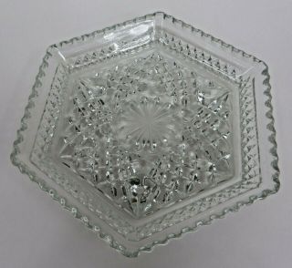 Anchor Hocking Clear Glass Wexford Candy Trinket Footed Dish 6 Sides