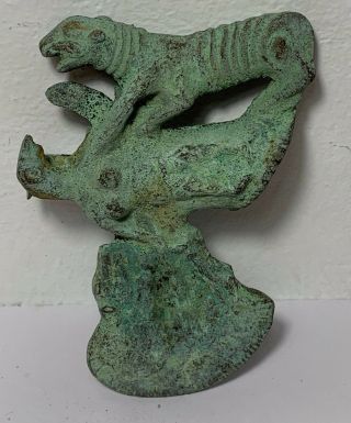 Extremely Rare Luristan Bronze War Ax - Decorated With Animals Ca 1000 - 700 Bc 116m
