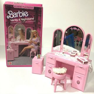 Rare Vintage Barbie Sweet Roses Vanity And Nightstand Furniture And Accessories