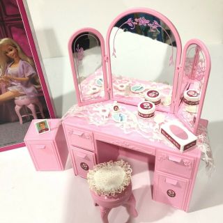 RARE Vintage Barbie Sweet Roses Vanity And Nightstand Furniture And Accessories 2