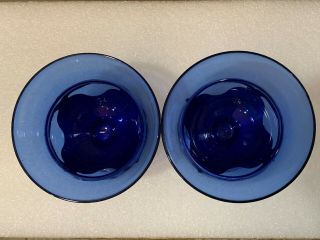 2 Vintage Farber Brother Chrome Craft Art Deco Cobalt Blue Glasses Bowls Dessert 2