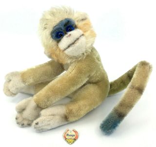 Steiff Mungo Monkey Mohair Plush 17cm 7in Id Chest Tag 1960s Colorful Vintage