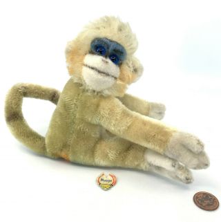 Steiff Mungo Monkey Mohair Plush 17cm 7in ID Chest Tag 1960s Colorful Vintage 2
