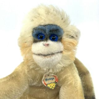 Steiff Mungo Monkey Mohair Plush 17cm 7in ID Chest Tag 1960s Colorful Vintage 3