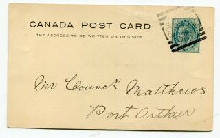 Canada Ont Ontario - Port Arthur 1899 Squared Circle - Locally Sent Postcard -