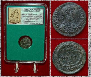 Ancient Roman Empire Coin Of Theodosius Wreath On Reverse Vot X Mvlt Xx