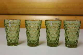 Vintage Avocado Green Thumprint Juice Glass Set Of 4 Glasses