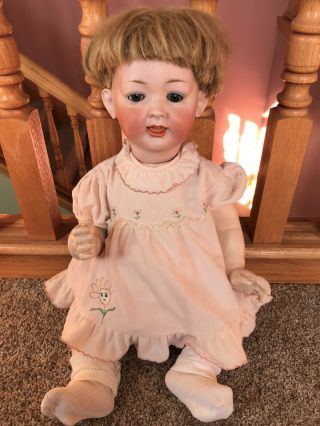 Antique Blonde Kley Hahn German Bisque Head Doll W/ Compo Baby Bent Leg Body Tlc