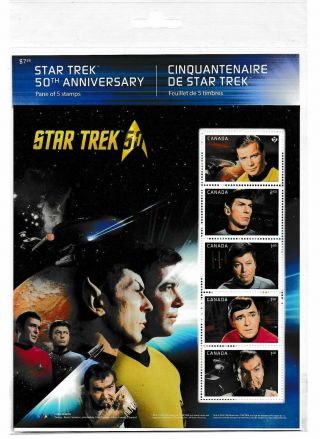 Canada 2016 Star Trek 50th Anniversary Sc 2912 Ms Mnh Mint/never Hinged