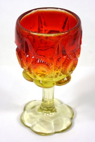Amberina Glass Stemmed Goblet - Vintage 6 " Tall Colored Glass Red,  Gold