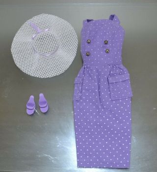 Barbie Clone Vintage Style Purple Sheat Dots Dress Fits Fab - Lu Wendy Suzette