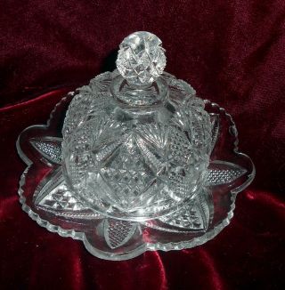 Victorian Eapg Pennsylvania Miniature Round Butter Dish Clear Crystal