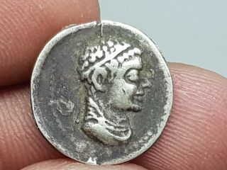 Uncertain Rare Ancient Indo Greek Silver Coin Drachm 2,  Gr 15 Mm