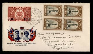 Dr Who 1939 Canada Royal Train Kgvi Visit Cachet Special Delivery Ovpt F43533