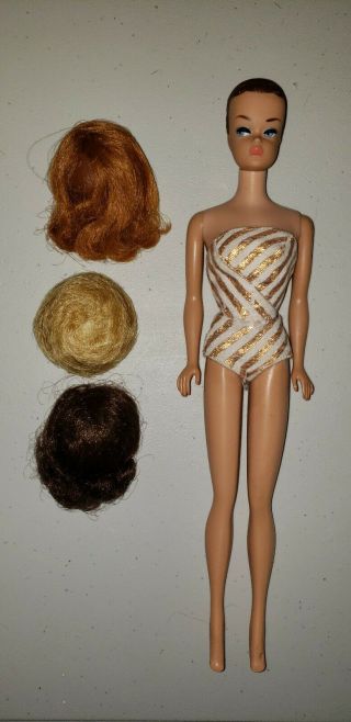 Vintage Barbie Fashion Queen Doll W/3 Wigs,  And Swim Suit
