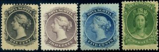 Nova Scotia 8 - 11 Mint/used F/vf 1860 Queen Victoria Part Set Cv$43.  00