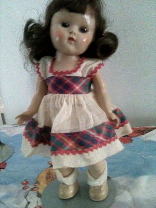 Vintage Strung Vogue Ginny Doll In Tagged Dress 8 " W/stationary Eyes