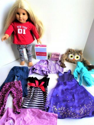 American Girl Doll 18 " Julie 2013 Blonde Hair Brown Eyes Plus Clothes 12 Items