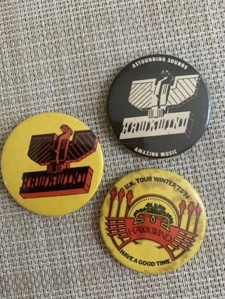 3 Hawkwind Tour Badges 1970’s