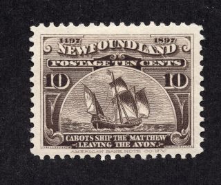 Newfoundland 68 10 Cent Black Brown Ship Discovery Of Newfoundland Issue Mh