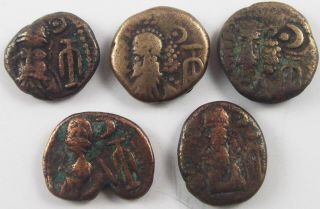 Elymais Kingdom,  Group Of 5 Æ Drachm,  Orodes Ii,  100 - 150 Ad,  Phraates,  Mid 2nd,  C