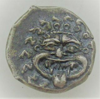 Ancient Greek Ar Silver Hemidrachm Coin Apollonia Pontika Gorgon Head 1.  98g