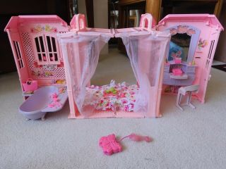 Mattel Pink Portable Fold Up Magi - Key Barbie Doll House w/ MOST Accessories 3