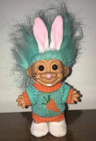 Russ Easter Carrot Sweater Wacky Wabbit Troll Doll With Shoes And Ears