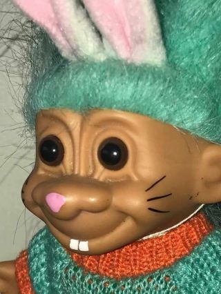 RUSS EASTER CARROT SWEATER WACKY WABBIT TROLL DOLL WITH SHOES AND EARS 2