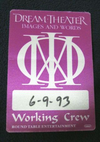 Dream Theater Images And Words Tour 1993 Backstage Pass