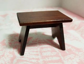 antique 1920 ' s dollhouse miniature wooden desk,  chair,  and foot stool 2