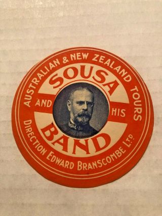 Vintage John Sousa And His Band Sticker For Australia And Zealand Tour