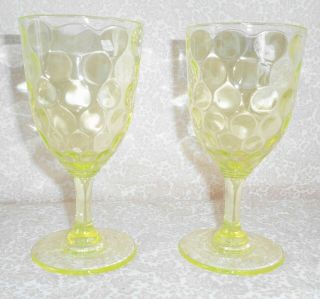 Yellow Green Footed Wine Glasses 2 Port Or Sherry? Vaseline? Depression?